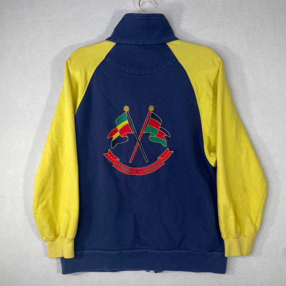 Vintage Charter Club Jane Justin Navy Yellow Colorblock Jacket Mens Medium - Picture 9 of 10